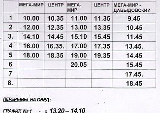 Расписание автобусов по маршруту Мега-мир